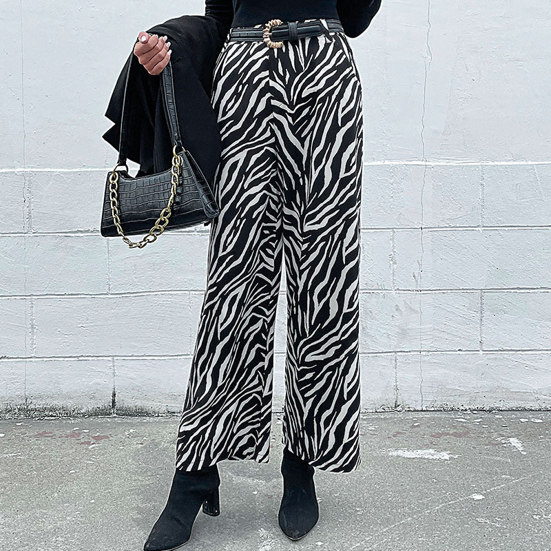 Damen Weite Palazzo-Hose mit stylischem Zebradesign EB