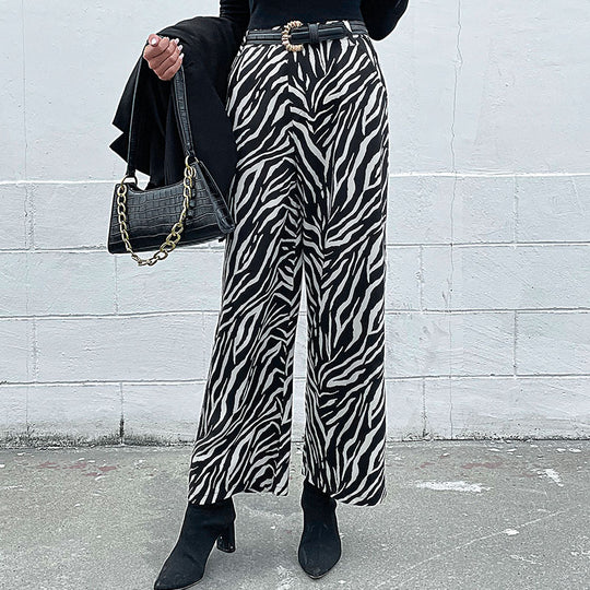 Damen Weite Palazzo-Hose mit stylischem Zebradesign EB