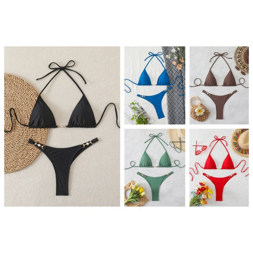Damen Triangel-Bikini mit eleganten Verzierungen EB