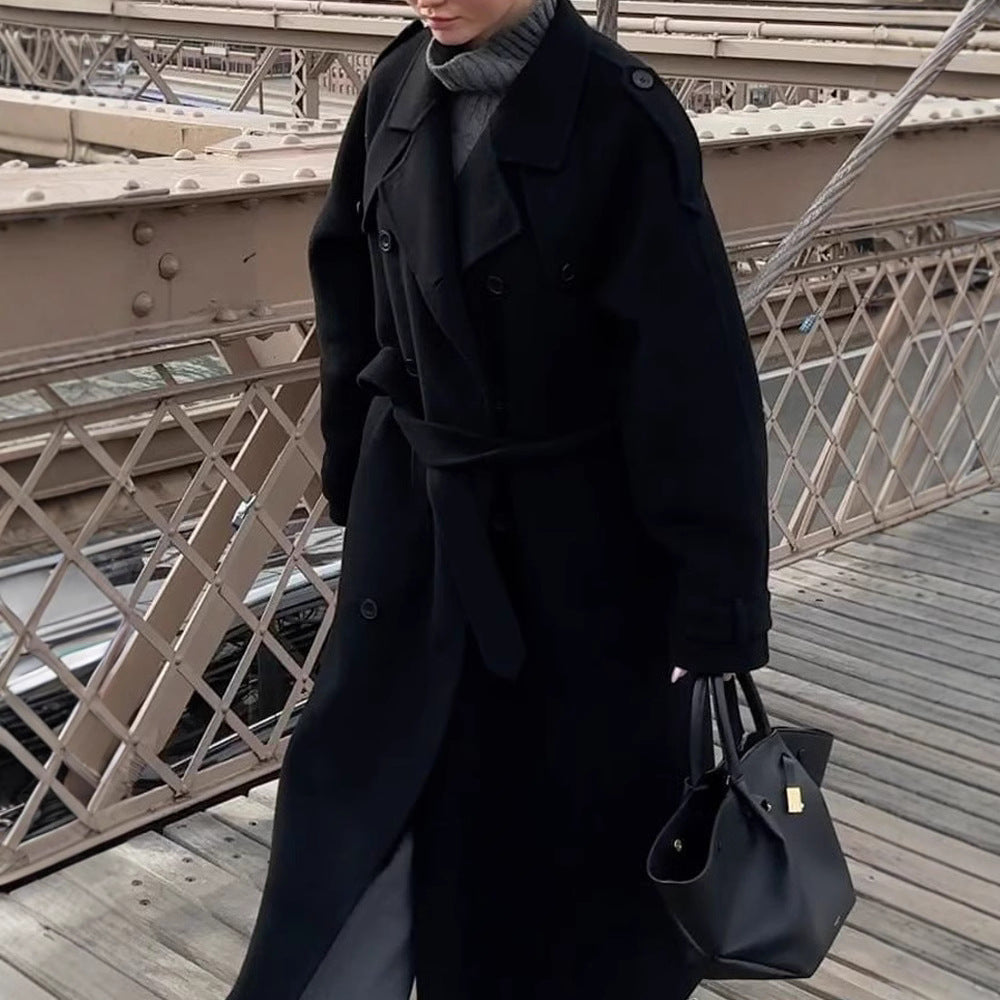 Damen Oversize Wintermantel mit elegantem Revers und praktischen Taschen EB