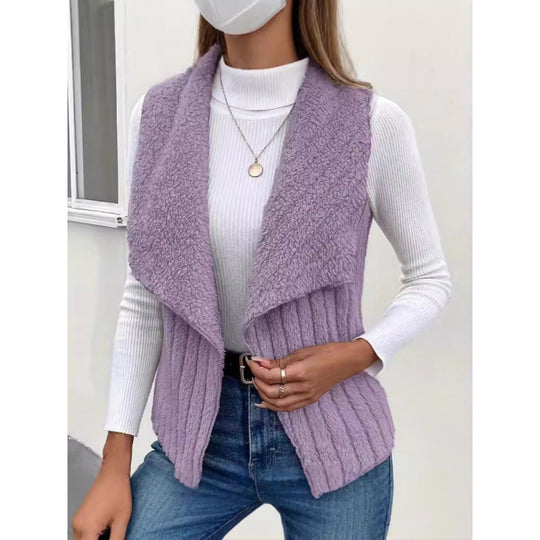 Damen Kuschelige Weste mit asymmetrischem Schnitt und hohem Kragen EB