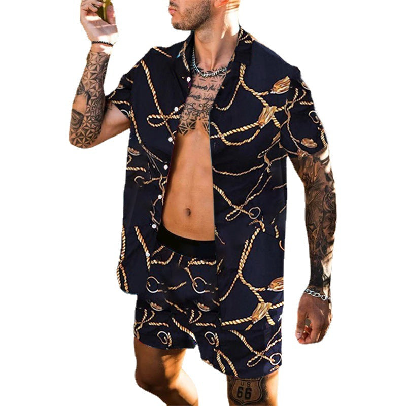 Herren Style-Kurzarmanzug mit maritimen Print EB