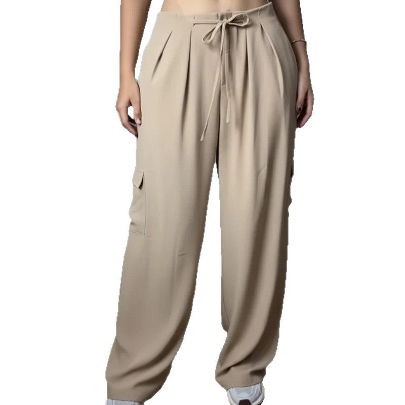 Damen weite Cargo-Hose mit elastischem Bund und praktischen Taschen EB