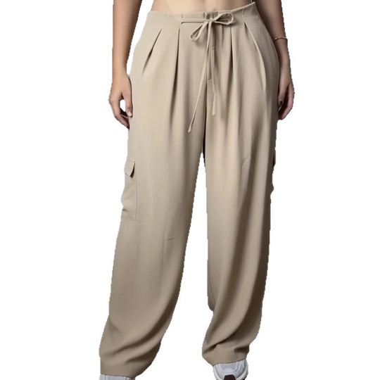 Damen weite Cargo-Hose mit elastischem Bund und praktischen Taschen EB