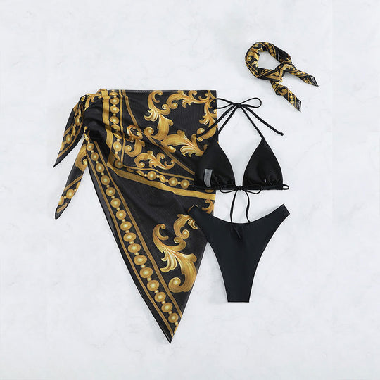 Damen elegantes Bikini-Set mit geschwungenem design und Pareo EB