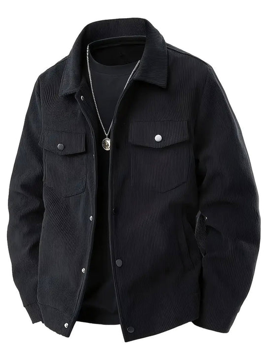 Herren nan Cordjacke im klassischen Arbeiterjacken-Schnitt mit Druckknöpfen und Brusttaschen EB