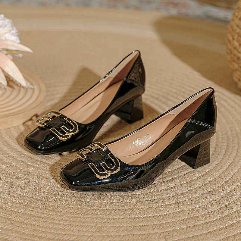 Damen elegante und modische Absatzschuhe mit quadratischer Zehenkappe EB