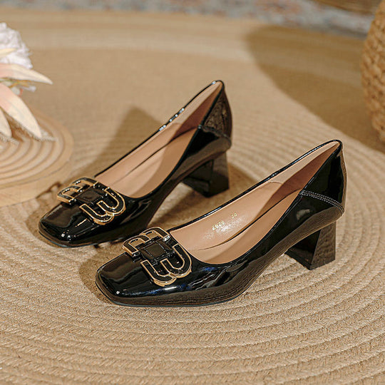 Damen elegante und modische Absatzschuhe mit quadratischer Zehenkappe EB