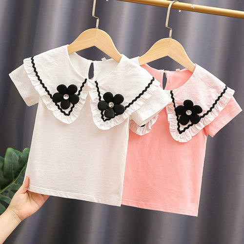 Damen elegante und verspielte Bluse mit Volantkragen EB