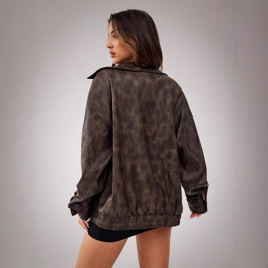 Damen Sportliche Oversized jacke mit praktischen Taschen und elastischem Saum EB
