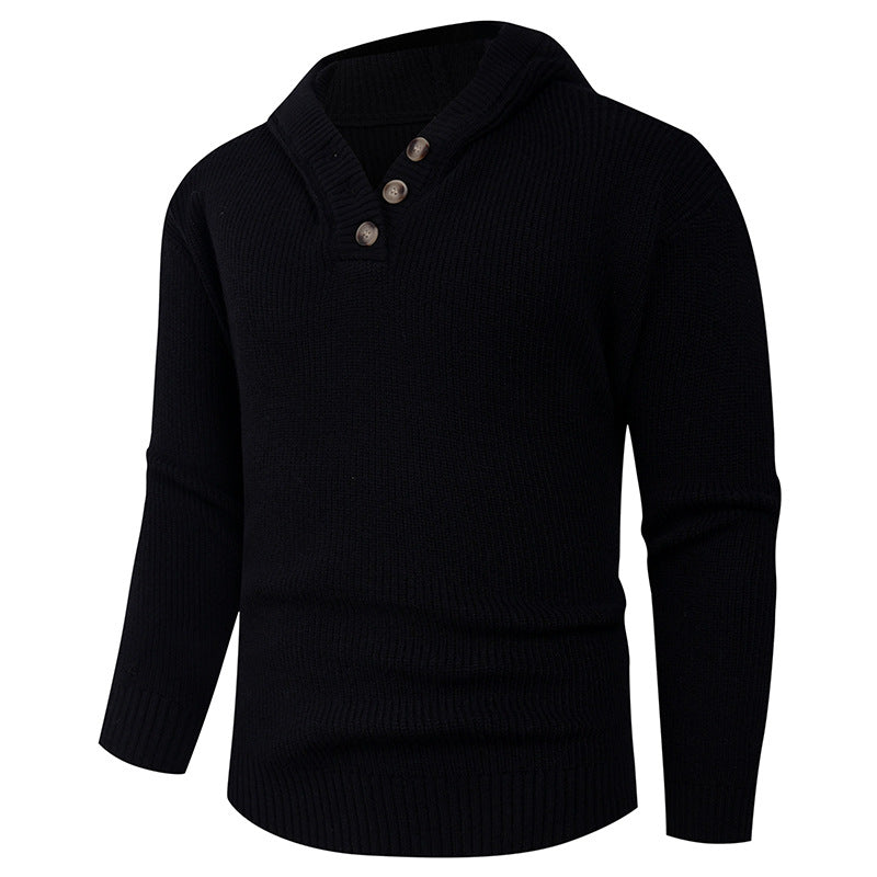 Herren Pullover mit Schalkragen und Holzknöpfen EB