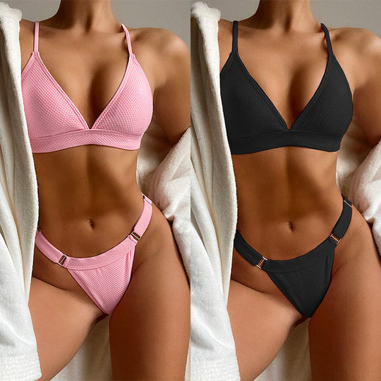 Damen Triangel-Bikini mit elastischen Trägern und verstellbarem Hosenbund EB