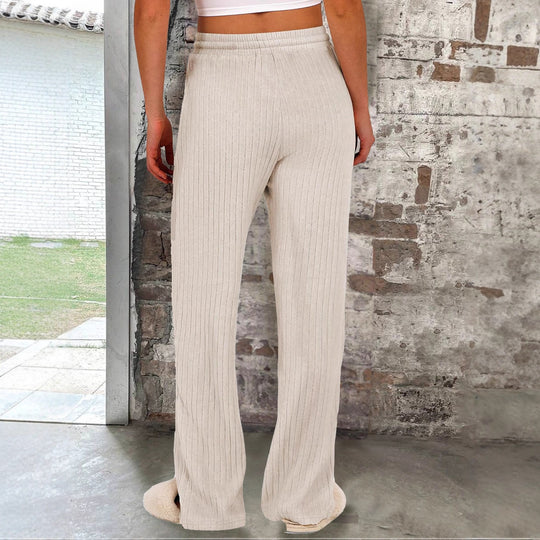 Damen Weiche Rippstrick-Hose mit elastischem Bund und praktischen Taschen EB