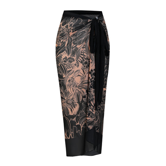 Damen Strandumhang mit buntem Muster und eleganten Schnürdetails EB