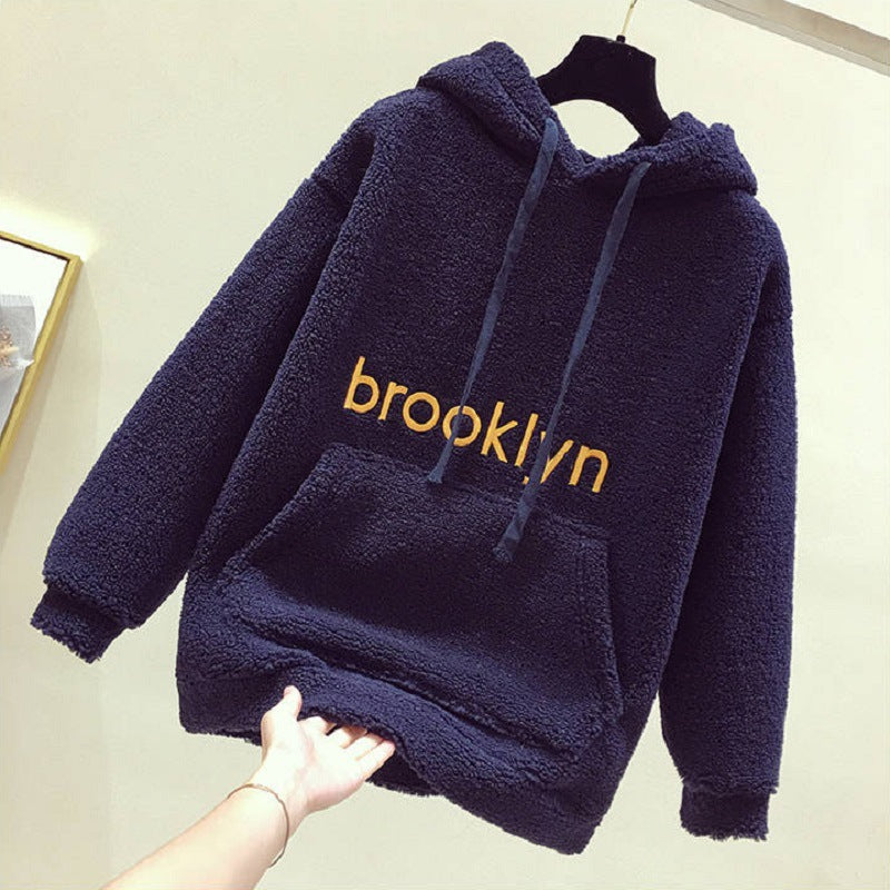 Damen kuscheliger Hoodie mit bequemer Passform und lässigem Schriftzug EB