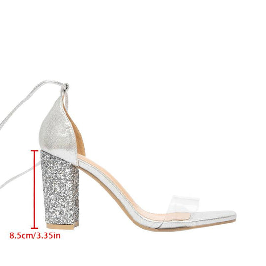 Damen Glitzernde Hochzeits Sandalen EB