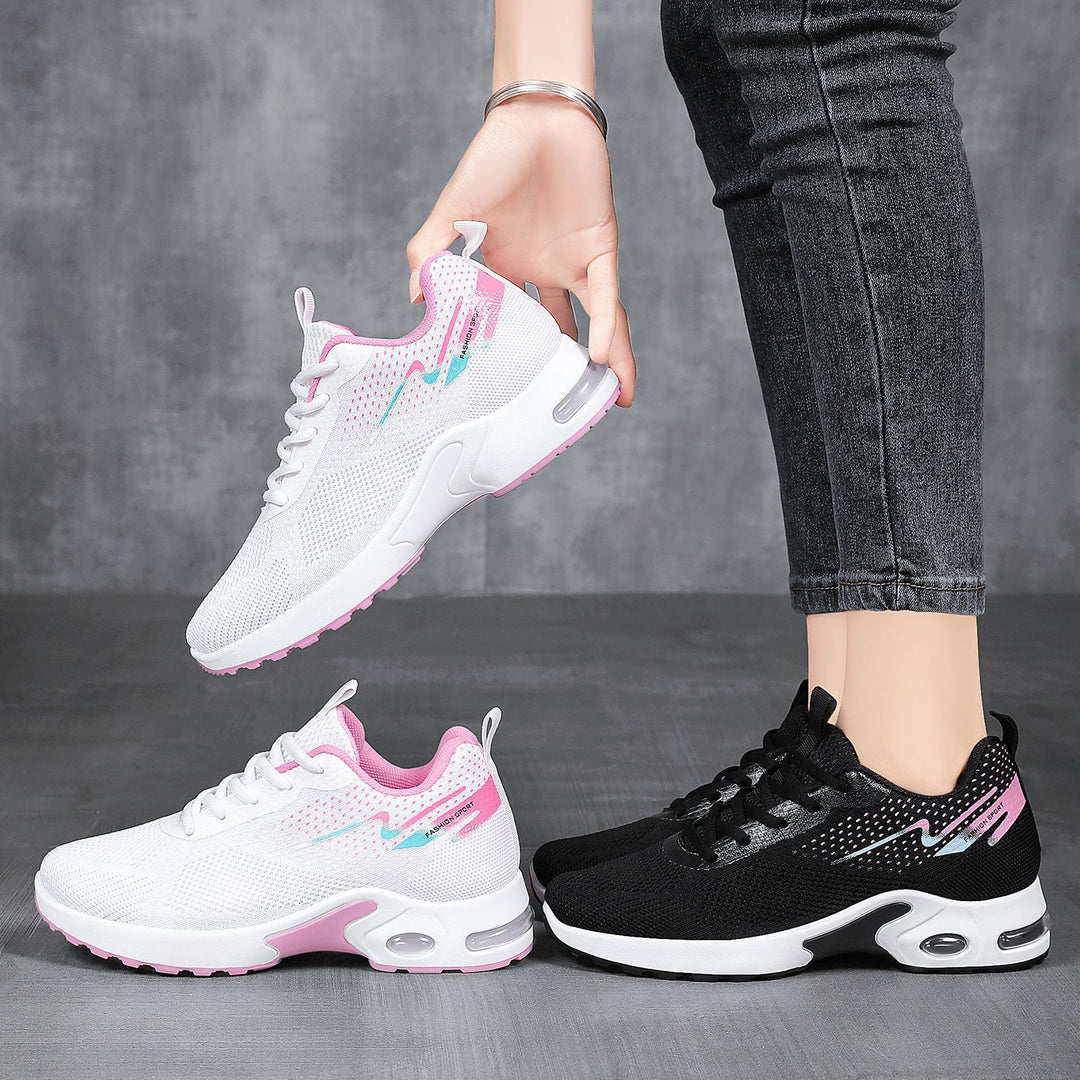 Damen nan sportlicher Mesh-Laufsneaker mit sichtbarer Air-Dämpfung, atmungsaktivem Strickoberteil und ergonomischer Komfortsohle EB