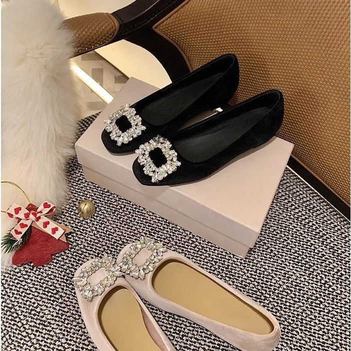 Damen Ballerinas mit dekorativem Strassdetail und hochwertiger Oberfläche EB