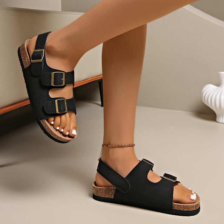 Damen bequeme Sandalen mit verstellbaren Schnallen EB
