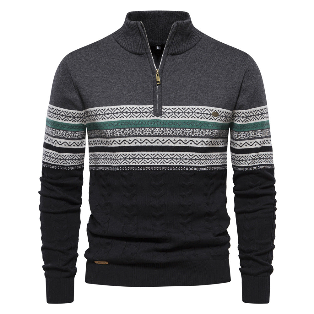Herren Pullover mit modernem Zipper und attraktiven Farbmustern EB