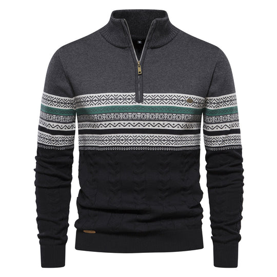 Herren Pullover mit modernem Zipper und attraktiven Farbmustern EB