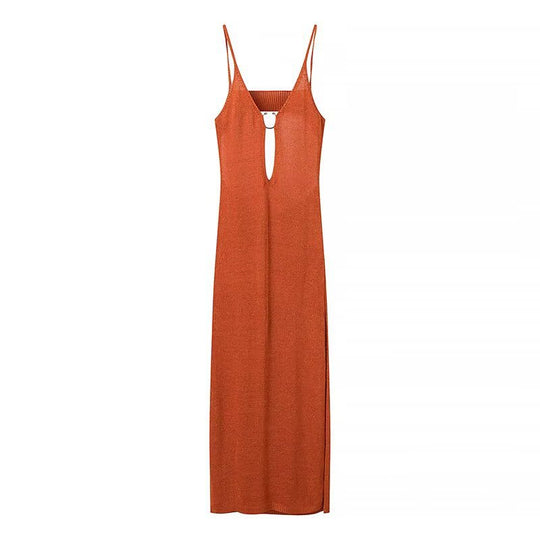 Damen Maxikleid mit hochwertigem, elastischem Stoff und tiefem V-Ausschnitt EB