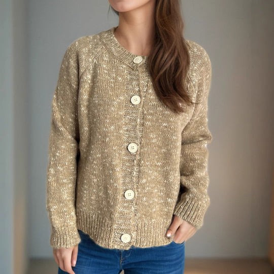 Damen lässiger Strickcardigan mit großen Knopfdetails und weichem Material EB