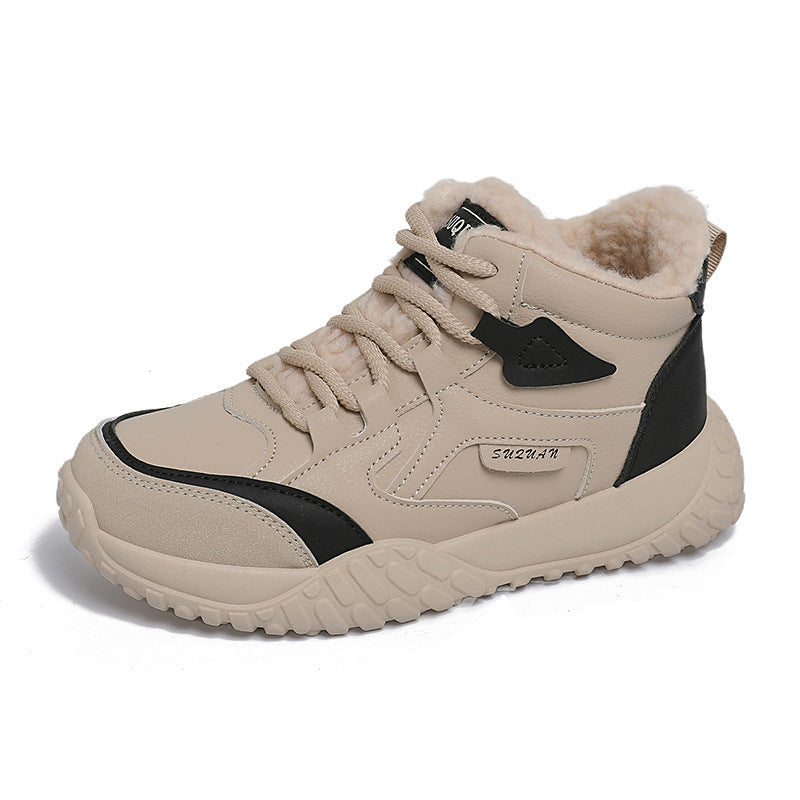 Damen trendige High-Top Sneakers mit weichem Fleece-Futter und rutschfester Laufsohle EB