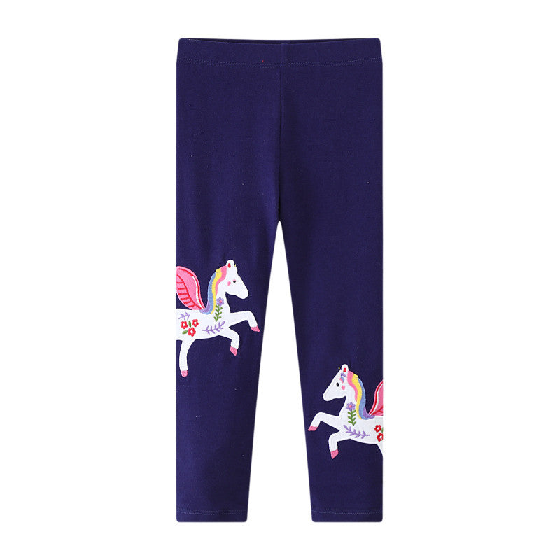 Mädchen Leggings mit bunten Einhorn-Applikationen EB
