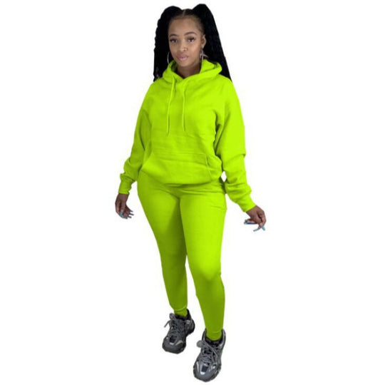 Damen Zweiteiliges Freizeitset mit Oversize Kapuzenpullover und Leggings mit hohem Bund, schmaler Passform EB