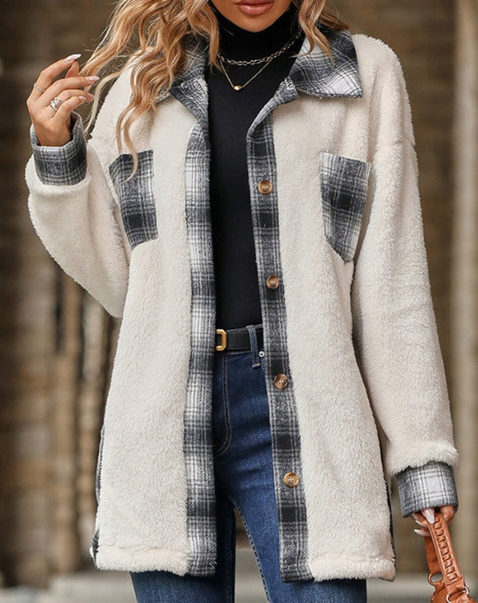 Damen Fleecejacke mit Karomuster EB
