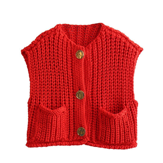 Damen Strickweste mit Taschen EB
