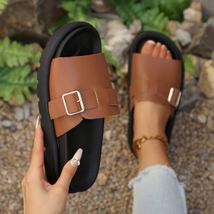 Damen Komfortable Clogs mit modischer Schnallenapplikation EB