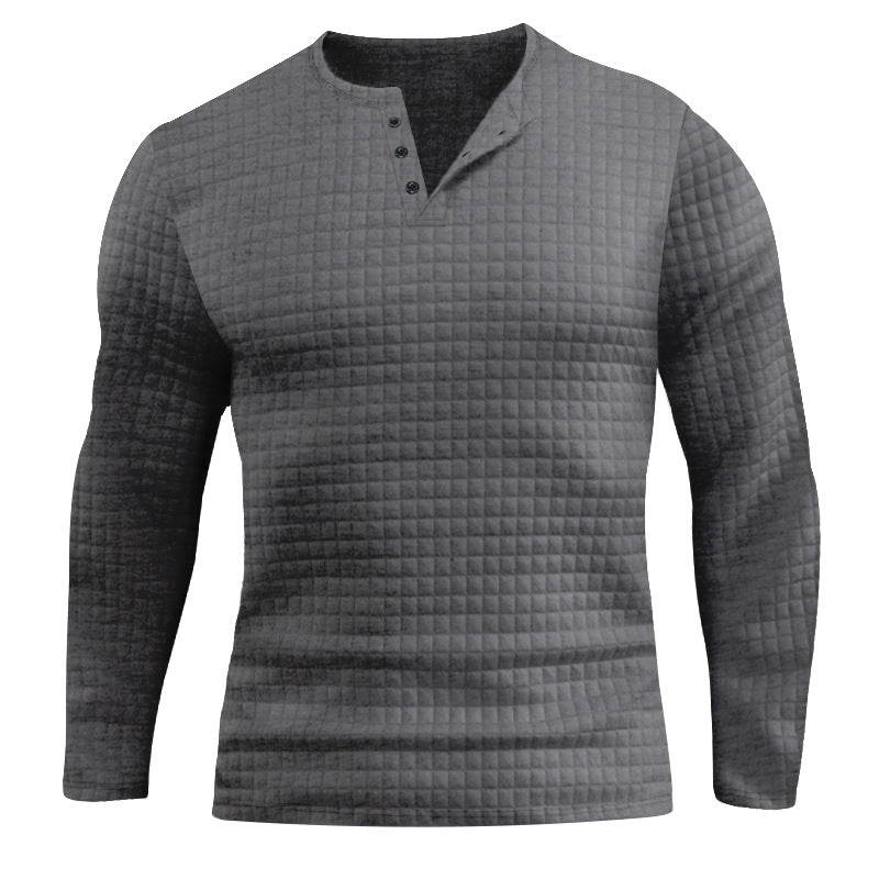 Herren Langarmshirt mit strukturiertem Design und modischem Knopfverschluss EB
