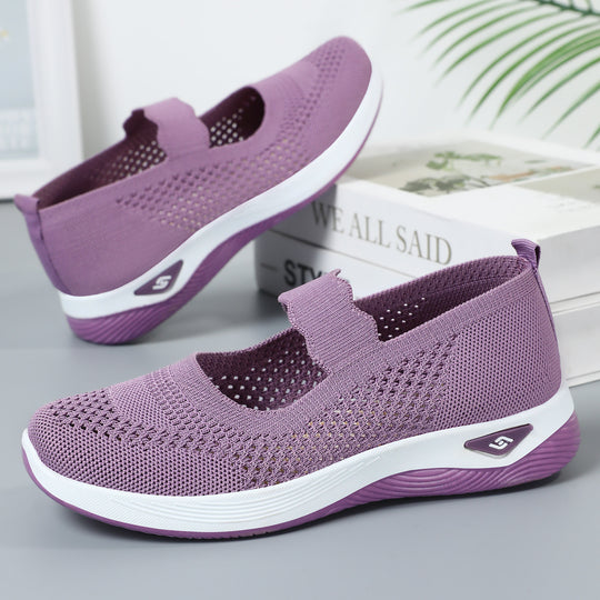 Damen Slip-On Sportschuhe mit elastischem Riemen und atmungsaktivem Obermaterial EB