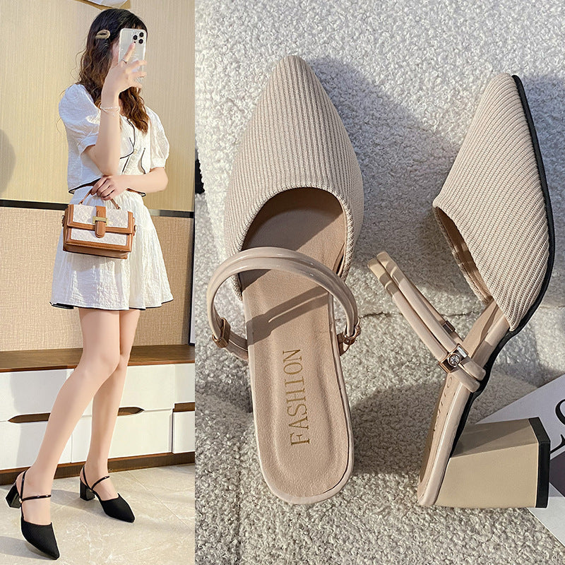 Damen elegante Slingback-Pumps mit strukturiertem Obermaterial und komfortablem Blockabsatz EB