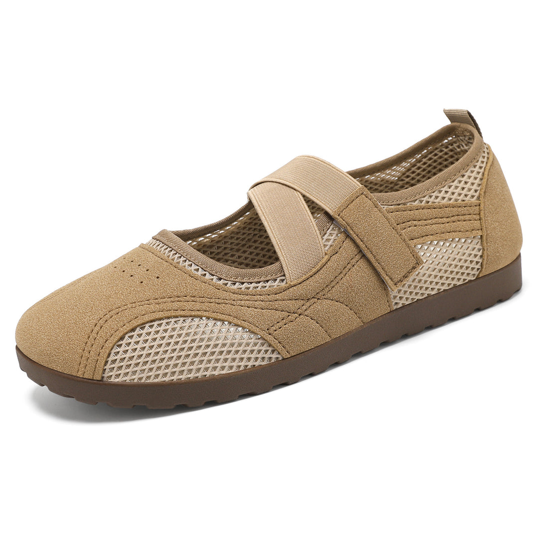 Damen nan atmungsaktive Mary-Jane-Walking-Halbschuh mit Klettverschluss und verstärkter Profilsohle EB