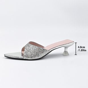 Damen Glamouröse Riemchen-Sandalen mit funkelndem Glitzer EB