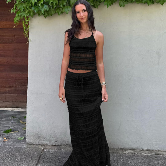 Damen Maxikleid mit schulterfreiem Design und Raffungen EB