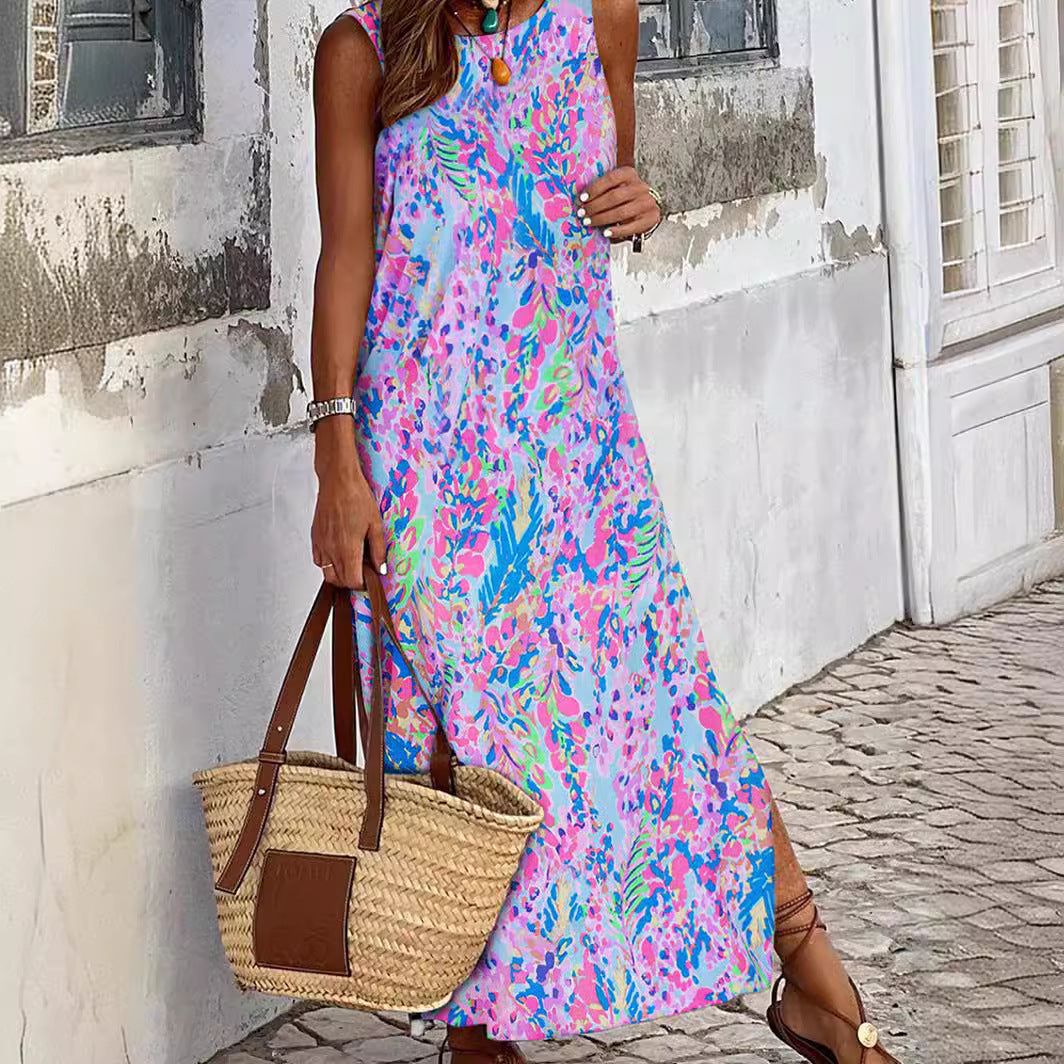 Damen Maxikleid mit floralem Muster und lässigem Schnitt EB