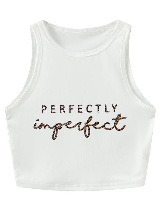 Damen Crop-Top mit auffälligem Schriftzug und körpernahem Schnitt EB