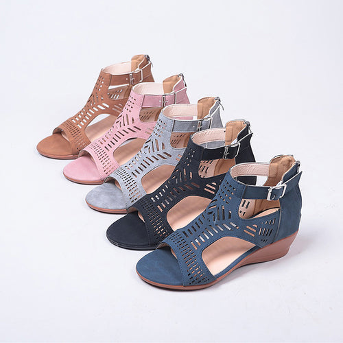Damen Wedge-Sandalen mit innovativem Cut-Out Design EB