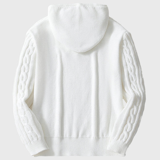 Herren Kapuzenpullover mit strukturiertem Zopfmuster und elastischem Bund EB