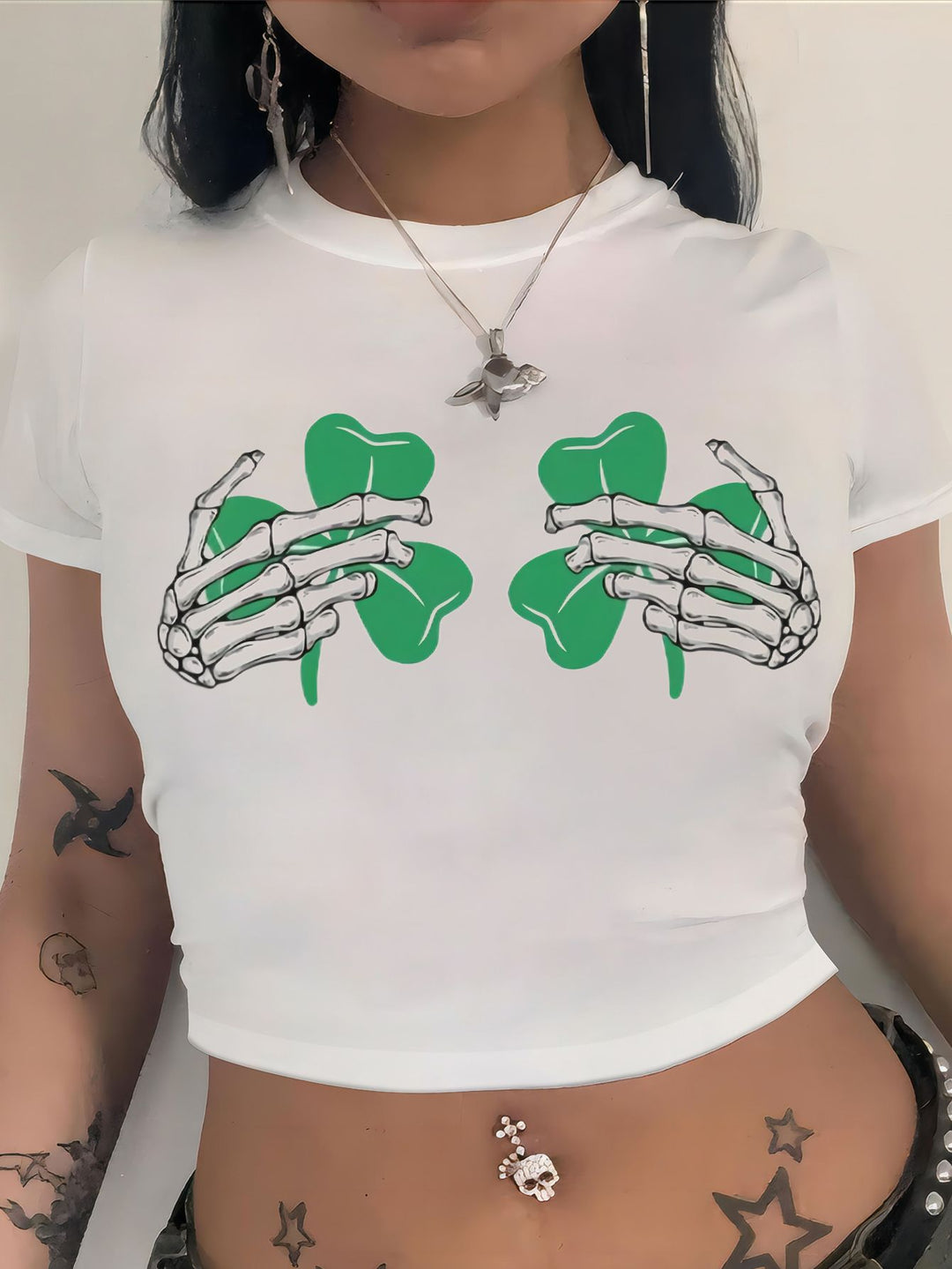 Damen Crop-T-Shirt mit fruchtigem Kirschdesign und lockerem Schnitt EB