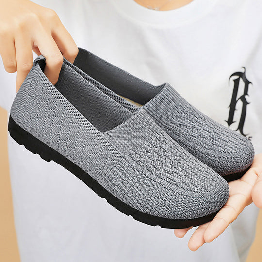 Damen Atmungsaktive Slip-On Freizeitschuhe mit flexiblem Strickdesign EB