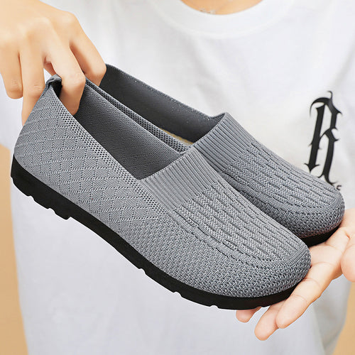 Damen Atmungsaktive Slip-On Freizeitschuhe mit flexiblem Strickdesign EB