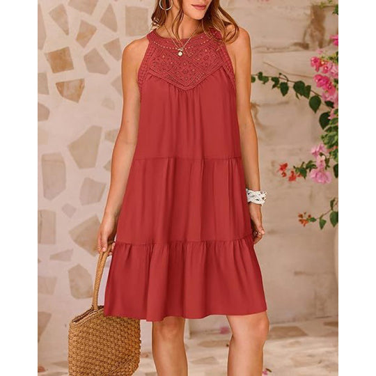 Damen Sommerkleid mit romantischen Häkel-Applikationen EB
