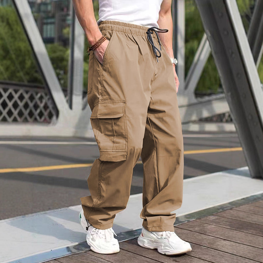 Herren moderne Cargohose mit elastischem Bund und multifunktionalen Taschen EB