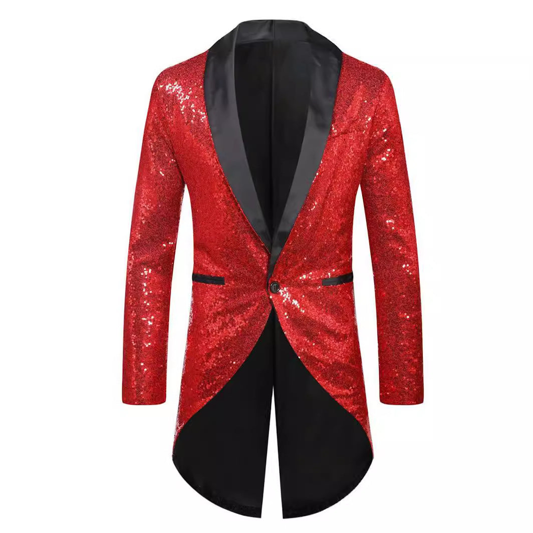 Herren Glitzernder Anzugblazer mit elegantem Schalkragen EB