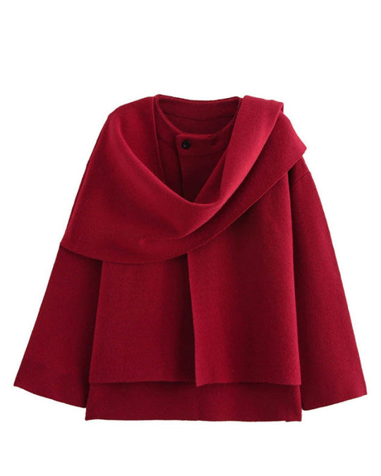 EB | Boulevard Asymmetrischer Schal Verkürzte Gestrickte Jacke